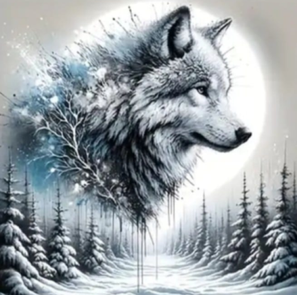 Diamond Painting Wolf im Mondscheinlicht